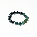 HALF｜水草瑪瑙Ｘ黑曜石切角手鍊 10mm