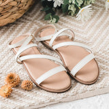 【捷克風情】交叉一字扣羅馬真皮涼鞋