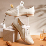 【小南法】兩穿雕花緞帶牛津鞋（4色）