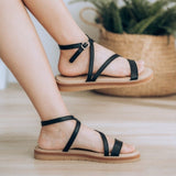 【小荷蘭】交叉羅馬防潑水厚底涼鞋