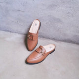 【法式D釦】尖頭D字釦穆勒鞋（3色）