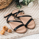 【捷克風情】交叉一字扣羅馬真皮涼鞋