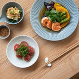 日本美濃燒小田陶器波紋深盤共三色