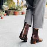 襪系女紳 針織切爾西中跟靴