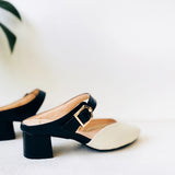 復古小時代 尖頭粗跟穆勒鞋