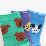 韓國Kokacharm 孩子的中長襪 3雙入 A14 小臉譜微笑動物