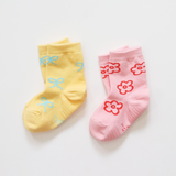 韓國Kokacharm 孩子的中長襪 2雙入 A21 線條蝴蝶結小花