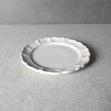 安部太一 白釉花邊圓形平盤 小