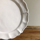 安部太一 白釉花邊圓形平盤 小