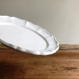 安部太一 白釉花邊圓形平盤 小