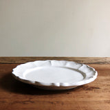 安部太一 白釉花邊圓形平盤 小