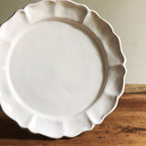 安部太一 白釉花邊圓形平盤 小