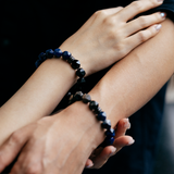 HALF｜黑曜石Ｘ藍紋石切角手鍊