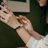 HALF｜黑曜石Ｘ白松石切角手鍊