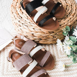 【曲線譜】雙色羊皮涼拖鞋（2色）