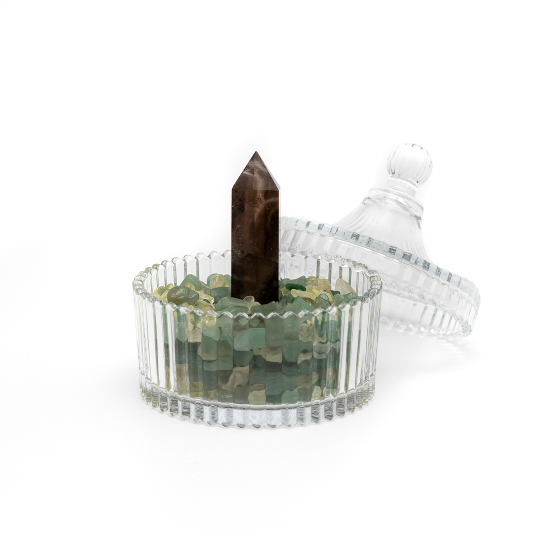 聚寶｜水晶消磁、聚寶盆｜綠東陵。黃水晶｜贈茶水晶柱或粉晶愛心