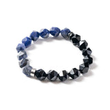 HALF｜黑曜石Ｘ藍紋石切角手鍊