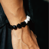 HALF｜黑曜石Ｘ白松石切角手鍊