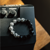 HALF｜黑曜石Ｘ白松石切角手鍊