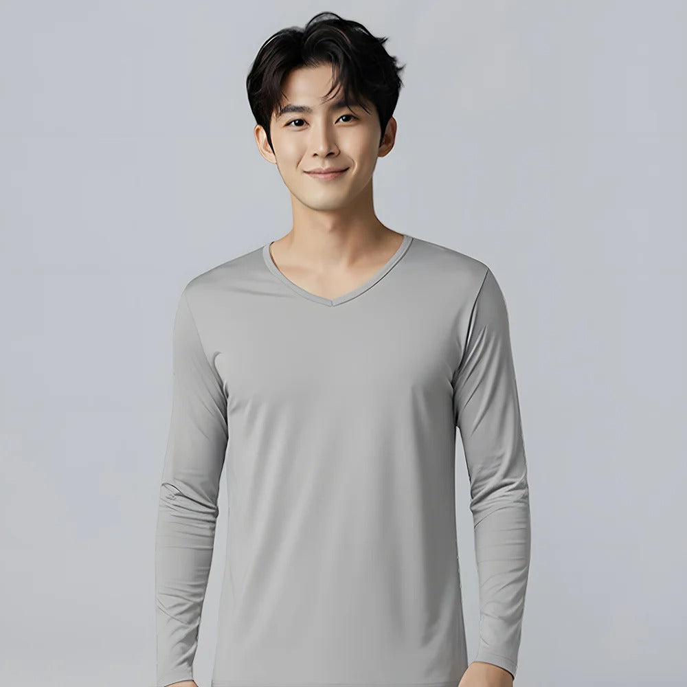 第五代溫灸刷毛V領發熱衣（男）