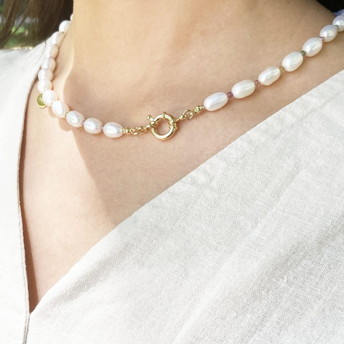 Amireux Seed Pearl Tourmaline Necklace