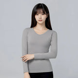 第五代溫灸刷毛V領發熱衣（女）