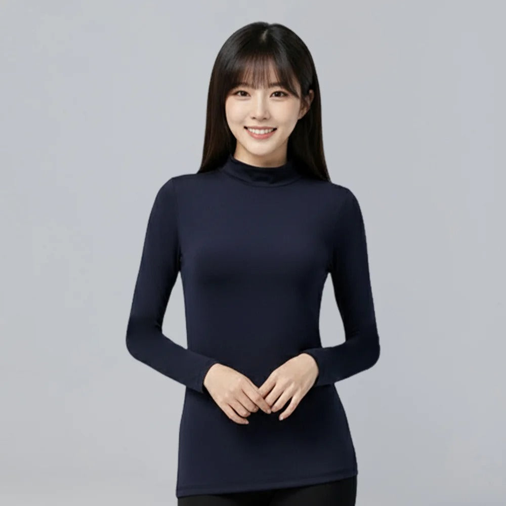 第五代溫灸刷毛立領發熱衣（女）