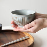 日本SALIU直線刻紋飯碗共三色