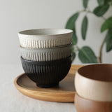 日本SALIU直線刻紋飯碗共三色