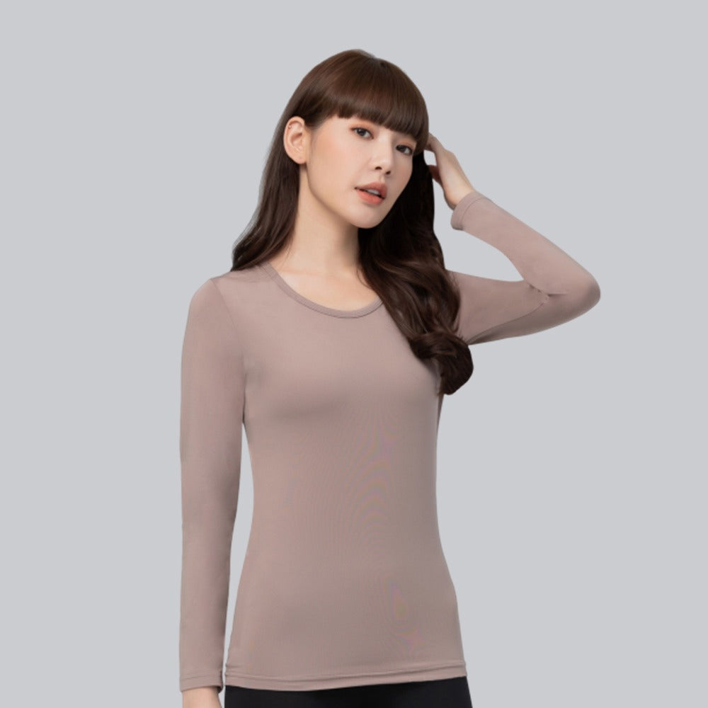 第五代溫灸刷毛圓領發熱衣（女）