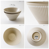 日本美濃燒 Albee 直線刻紋輕量高腳碗 (S/L)