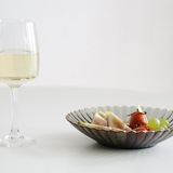 花金邊皺摺玻璃盤 (M-L)