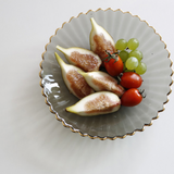 花金邊皺摺玻璃盤 (M-L)