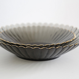 花金邊皺摺玻璃盤 (M-L)