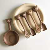 小熊胡桃木餐具 共三款