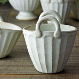 日本益子燒若間陶籃形小花器 共二款