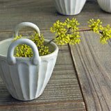 日本益子燒若間陶籃形小花器 共二款